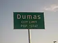 Entrance sign to Dumas