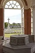 Shrine seating and Cross of Sacrifice