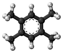 Ball-and-stick model of the durene molecule