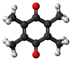 Ball-and-stick model of the duroquinone molecule