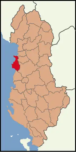 Location of Durrës District