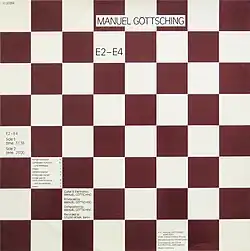 A checkerboard pattern with the artist's and album's name on it.