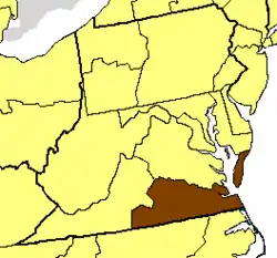 Location of the Diocese of Southern Virginia