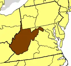 Location of the Diocese of West Virginia
