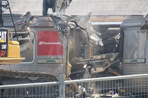 EMU 75 Car 1 (EM175) during the scrapping process