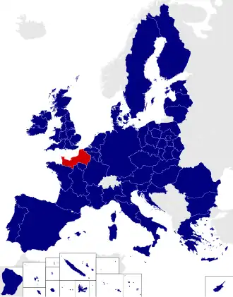 Map of the 2014 European Parliament constituencies with North-West France highlighted in red