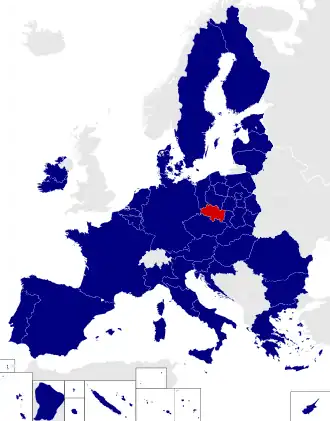Map of the European Parliament constituencies with Lower Silesian and Opole highlighted in red