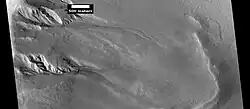 Gullies in crater, as seen by HiRISE under HiWish program
