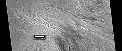 Glacier, as seen by HiRISE under HiWish program Location is Casius quadrangle.
