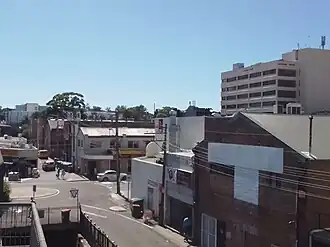 Skyline of the main commercial area with Eastwood Shopping Centre (pictured in 2023)