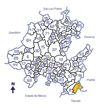 Location in the state of Hidalgo
