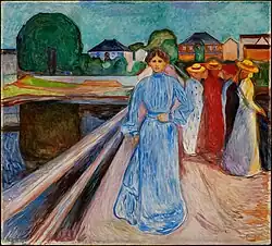 The Women on the Bridge by Edvard Munch, 1902. This painting also depicts Aase in her blue dress