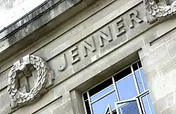 Jenner's name as it appears on the Frieze of the LSHTM Keppel Street building