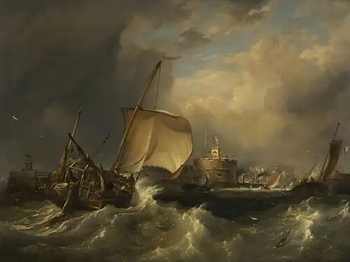 Off the Port of Havre by Edward William Cooke (1840)