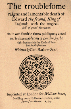 photograph of first page of the Edward II play