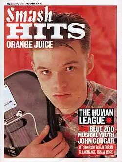 Edwyn Collins, the band's lead singer, on a November 1982 issue of Smash Hits
