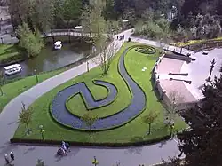 Efteling logo seen from Pagoda, before construction of Symbolica