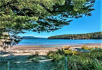 Eggs and Bacon Bay Beach, the community's main feature