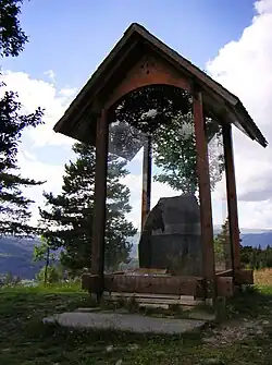 The Einang runestone at its location in Vestre Slidre Municipality.