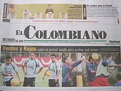 Newspaper. El Colombiano. Medellín, Colombia