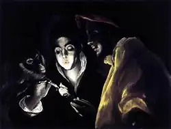 Allegory, Boy Lighting Candle in Company of Ape and Fool by El Greco, 1589–1592