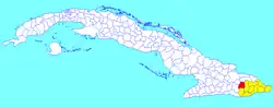 El Salvador municipality (red) within Guantánamo Province (yellow) and Cuba