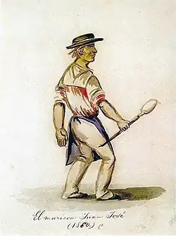 Watercolor painting of a man in period dress