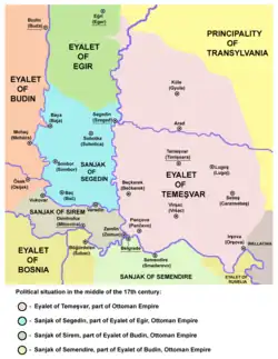 Eyalet of Temeşvar in the mid-17th century