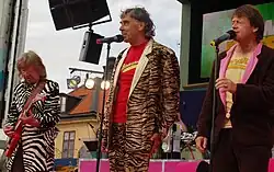 Janne Schaffer, Lasse Åberg and Klasse Möllberg on Gröna Lund in 2008