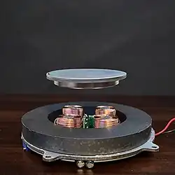 magnetic disc floating from electromagnetic device
