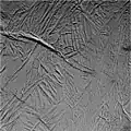 First closeup view of Enceladus