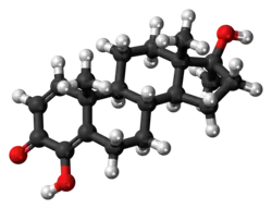 Ball-and-stick model of the enestebol molecule