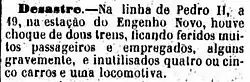 Accident at the station injures several passengers (The Province of S. Paulo, 22 March 1882)