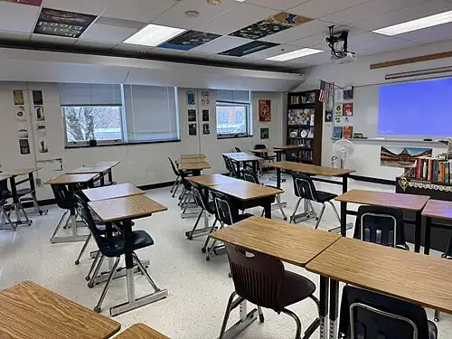 English classroom on a snowy day