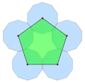Regular pentagon {5} has density 1.