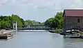 A lift bridge over the Erie Canal at Lockport, New York