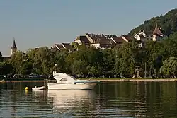 Erlach town and castle above Lake Bienne