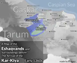 Location of Eshaqvand dynasty