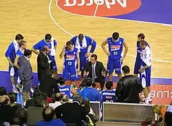 Estudiantes time out during a game versus Valencia Basket in November 2005.