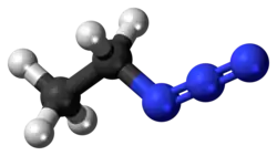 Ball-and-stick model of the ethyl azide molecule