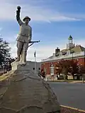 This statue of a WWI doughboy, with his arm outstretched, honors the men from Eufaula who perished in the war. It was erected and dedicated in 1920.