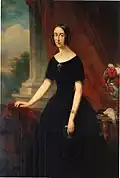 Eulalie Cambier, niece of Marie Thérèse, first wife of Edmond Le Grelle, founder of the Ursuline school in Wilrijk in 1854, painting painted in 1847 by Nicaise De Keyser, the painter who benefited from the patronage of Gérard Le Grelle