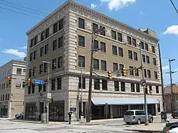Eureka Building of the University of Pittsburgh, at the corner of Forbes Avenue and Halket Street.