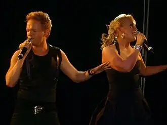 Regína with Friðrik Ómar as Eurobandið, 2008