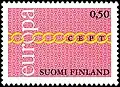 1971: Chain of O with CEPT in the links. Designer was Helgi Haflidason of Iceland.