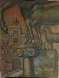 "European Monument Study", By LVG, 1935, 24"x 31", Oil on Canvas, Goriansky Family Collection