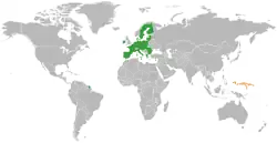 Map indicating locations of Federated States of Micronesia and European Union