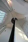 The lift inside the church tower