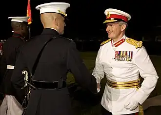 Commandant General Royal Marines Martin Smith wearing the No 1AW uniform.