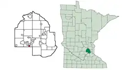 Location of Excelsior within Hennepin County and the U.S. state of Minnesota